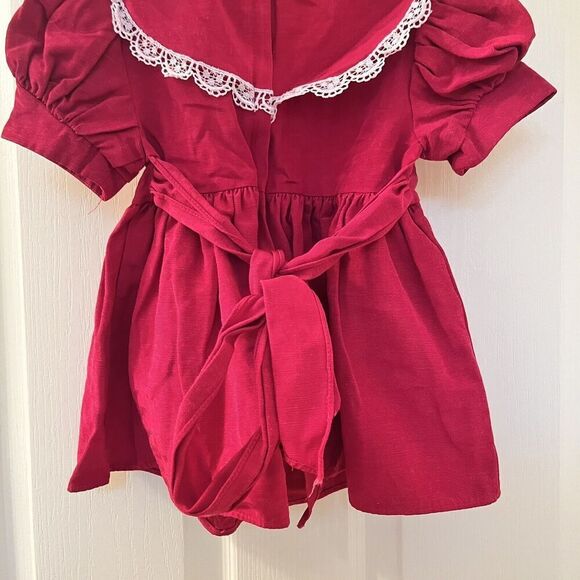 Vintage Jessica McClintock Gunne Sax Burgundy Taffeta & Lace Dress Girls Size 2T - Picture 10 of 12